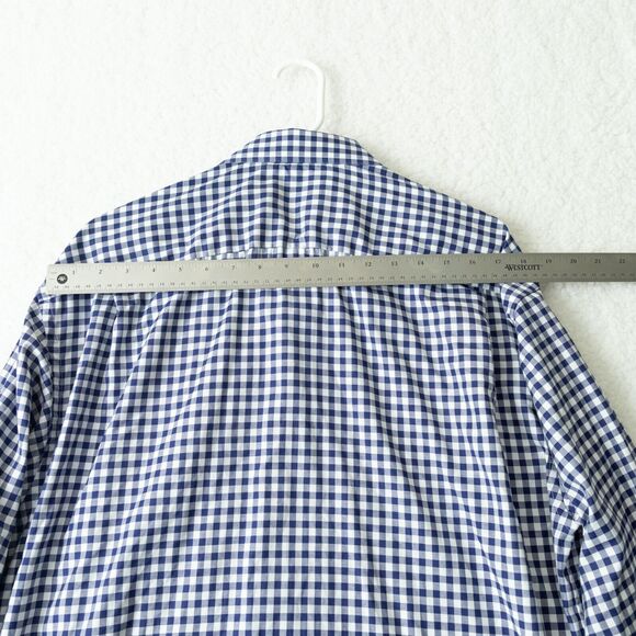 Eton Classic Blue and White Gingham Button Down Classic Fit Shirt Men's Sz 46 - Picture 13 of 16